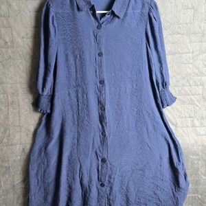 Blue Button-Up Dress